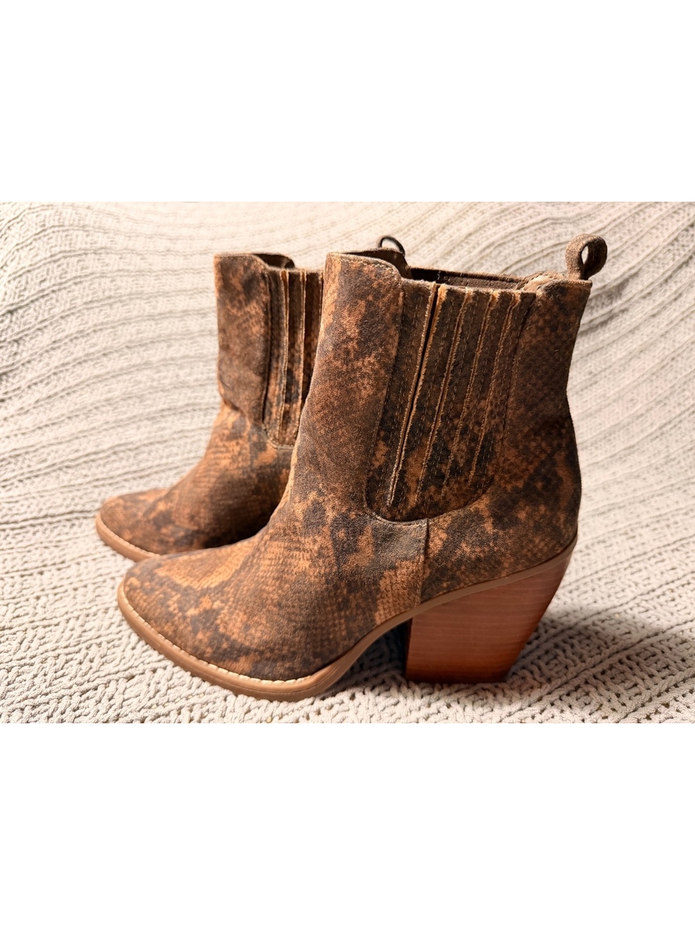 Madden Girl Women's Brown Snakeskin Western Chelsea Ankle Booties